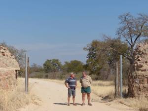 Don and Gert at the entrance to their old camp